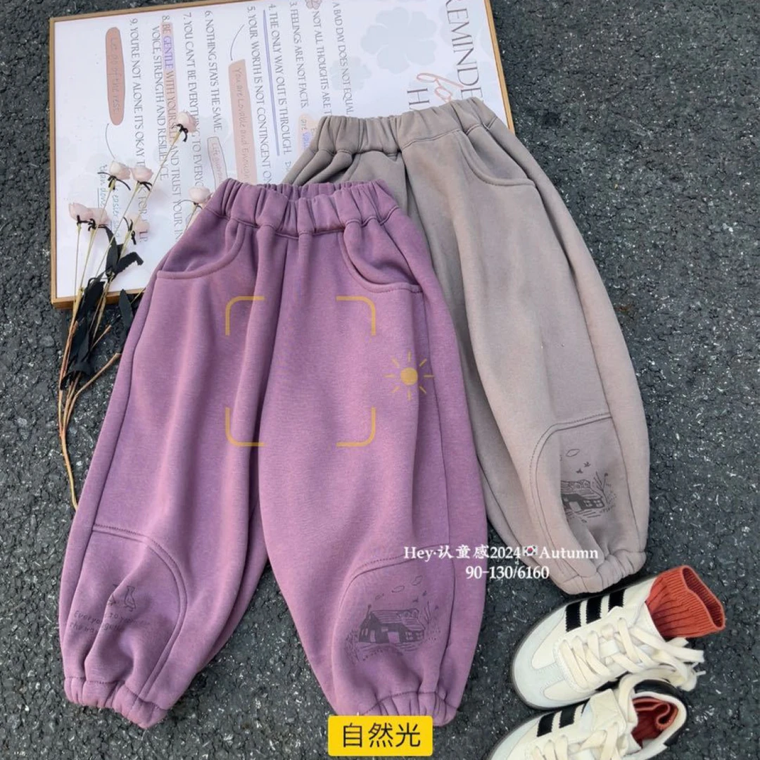 E架。6160橘子冬款一体绒男女童时尚潮流休闲百搭卫裤