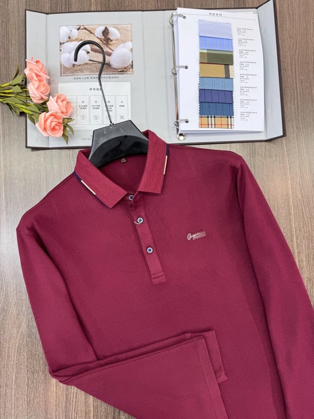 秋冬男士长袖Polo衫翻领宽松保暖商务打底衫