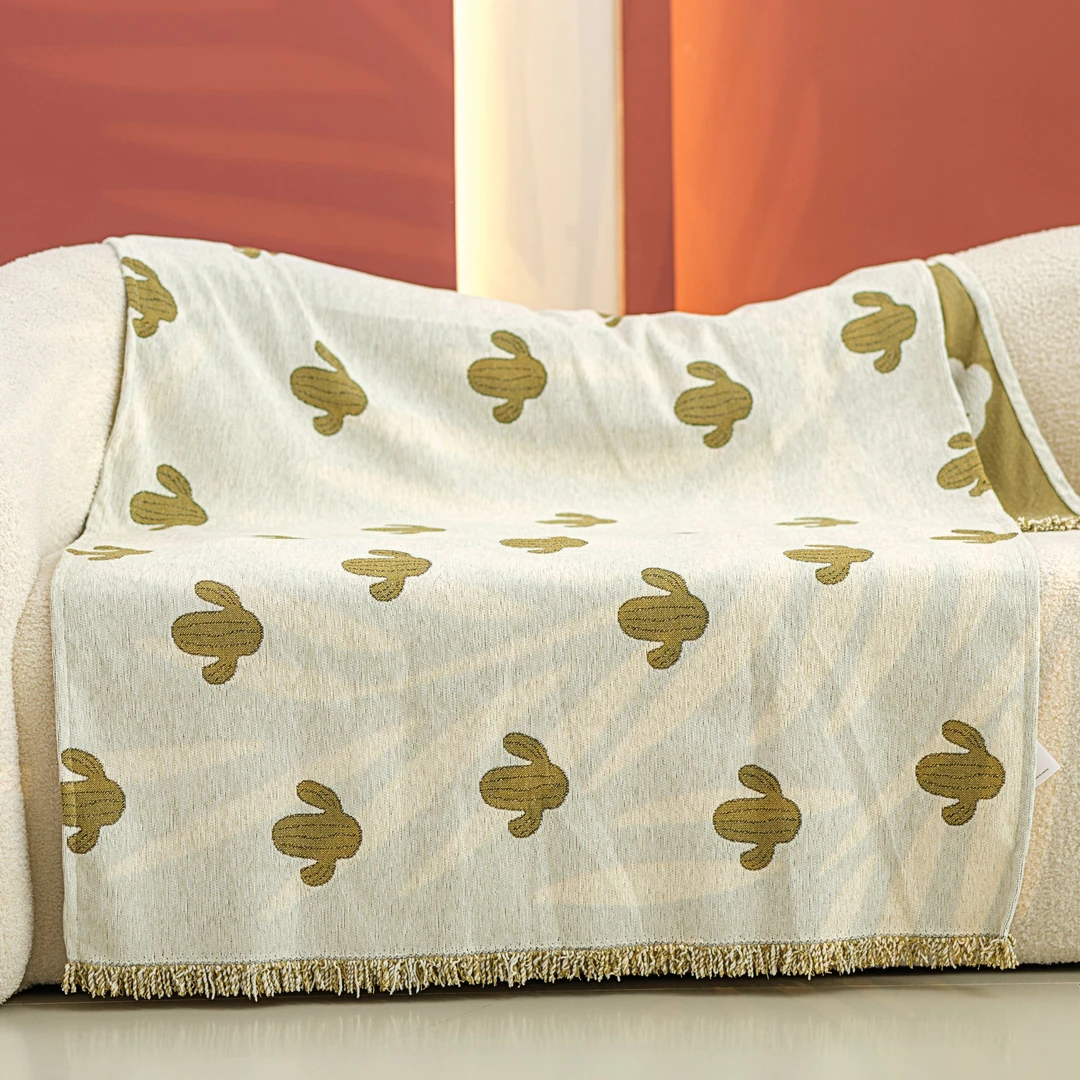 【品质生活】仙人掌-90cm×200cm-雪尼尔沙发巾