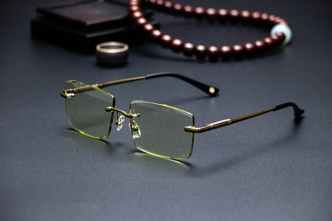 东海水晶竹叶青商务款眼镜无框平光大框石头镜男士必备高档护目镜