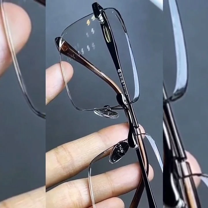 水晶石老花眼镜冰糖浅色商务款无框网红时尚清凉养眼护目男款眼镜