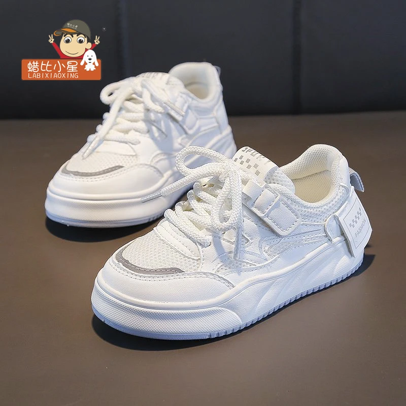 蜡比小星儿童小白鞋男童鞋子透气网面板鞋女童休闲鞋2025春夏新款