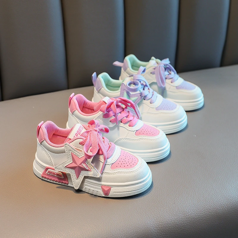 蜡比小星童鞋2024春季新款女童时尚软底休闲鞋儿童百搭小白鞋学生