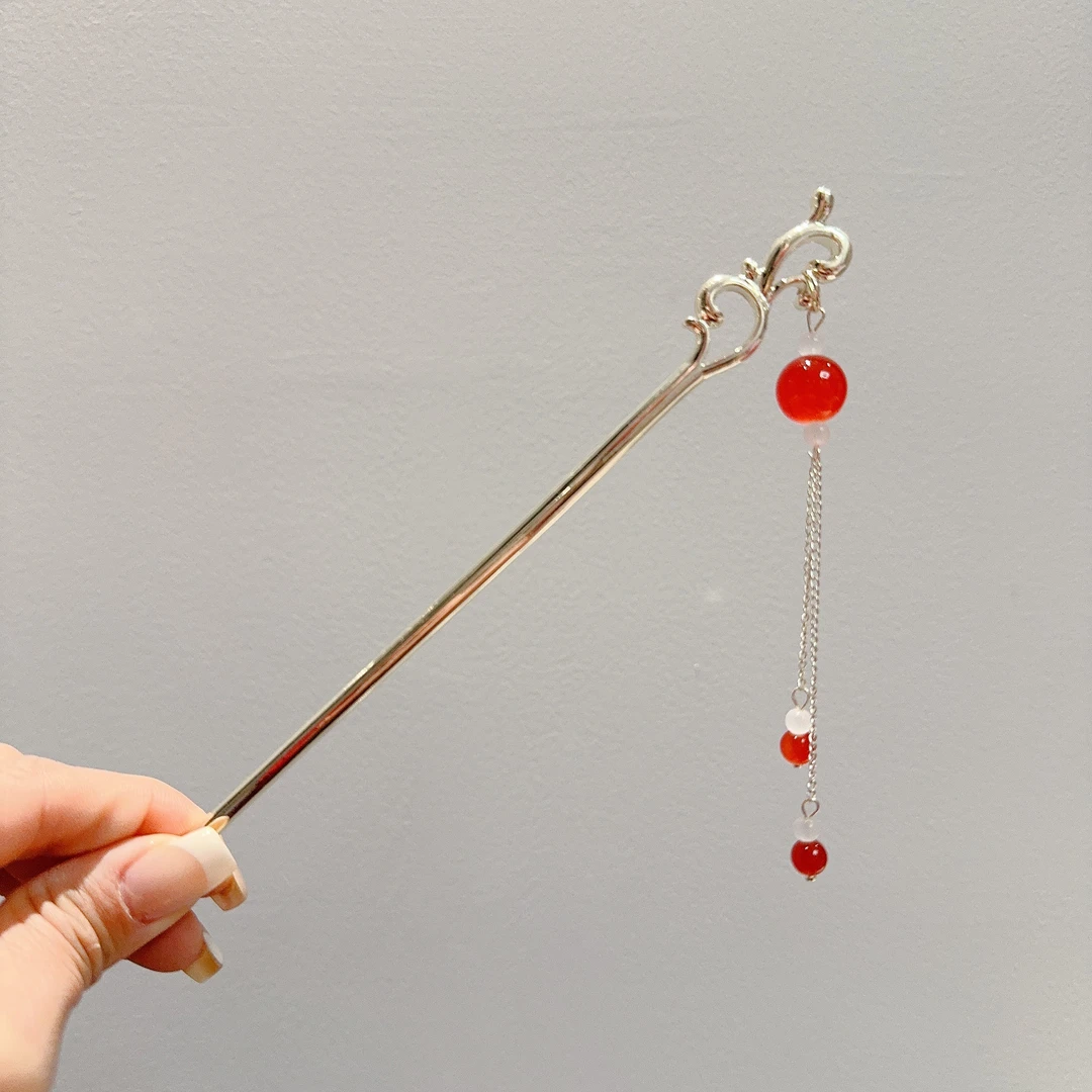 新年发簪新中式盘发简约厂流苏簪子国潮复古头饰喜庆福字发饰