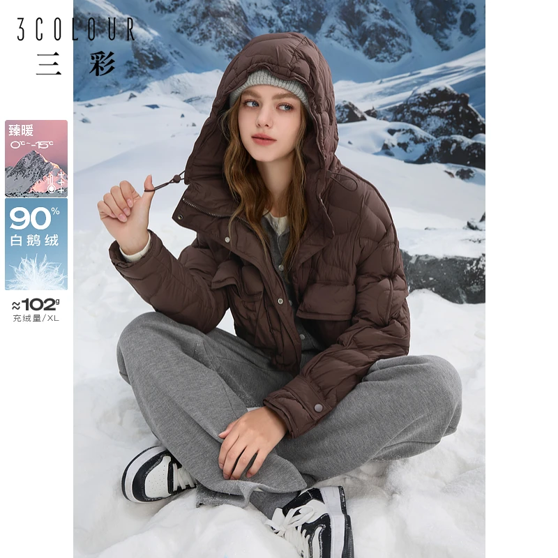 【大叔专享】D394Z5238YE0三彩2024冬季新款防风连帽白鹅绒面dbx