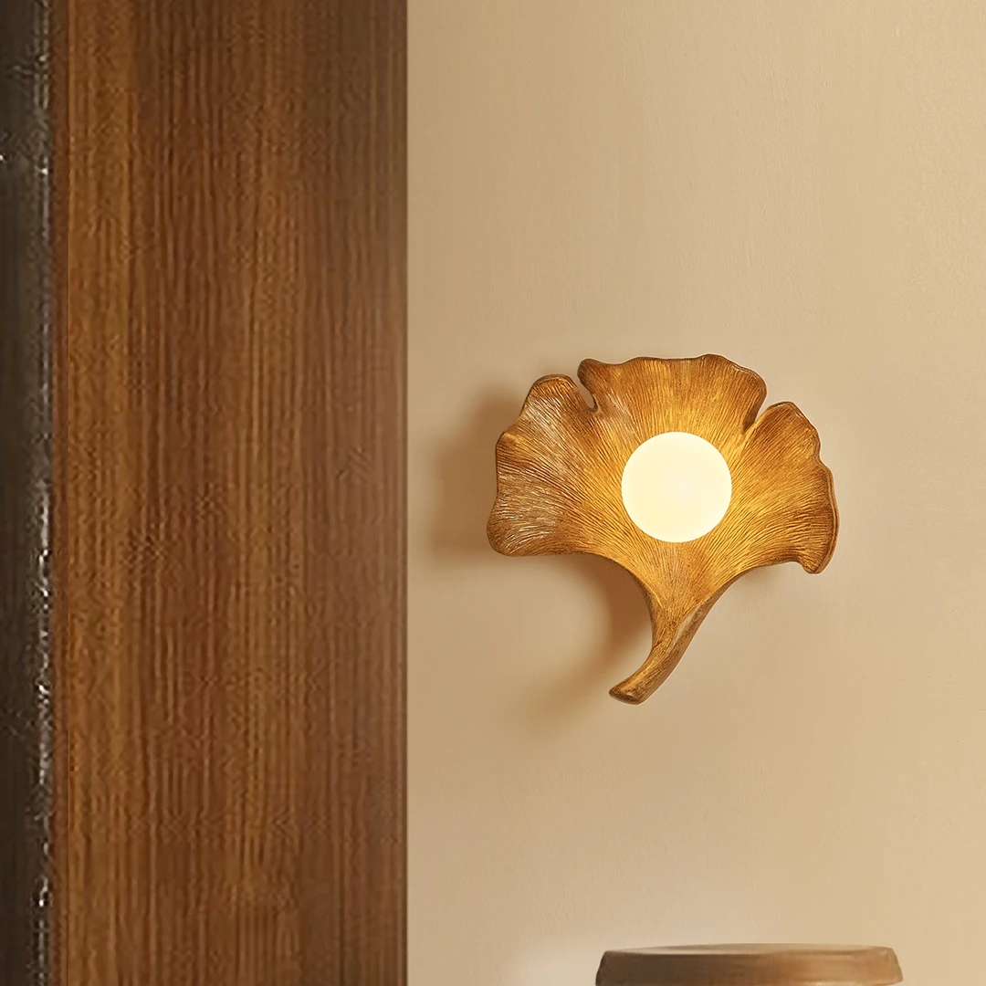 银杏叶壁灯具 禅意中式日侘寂风民宿玄关过道走廊入户复古vintage