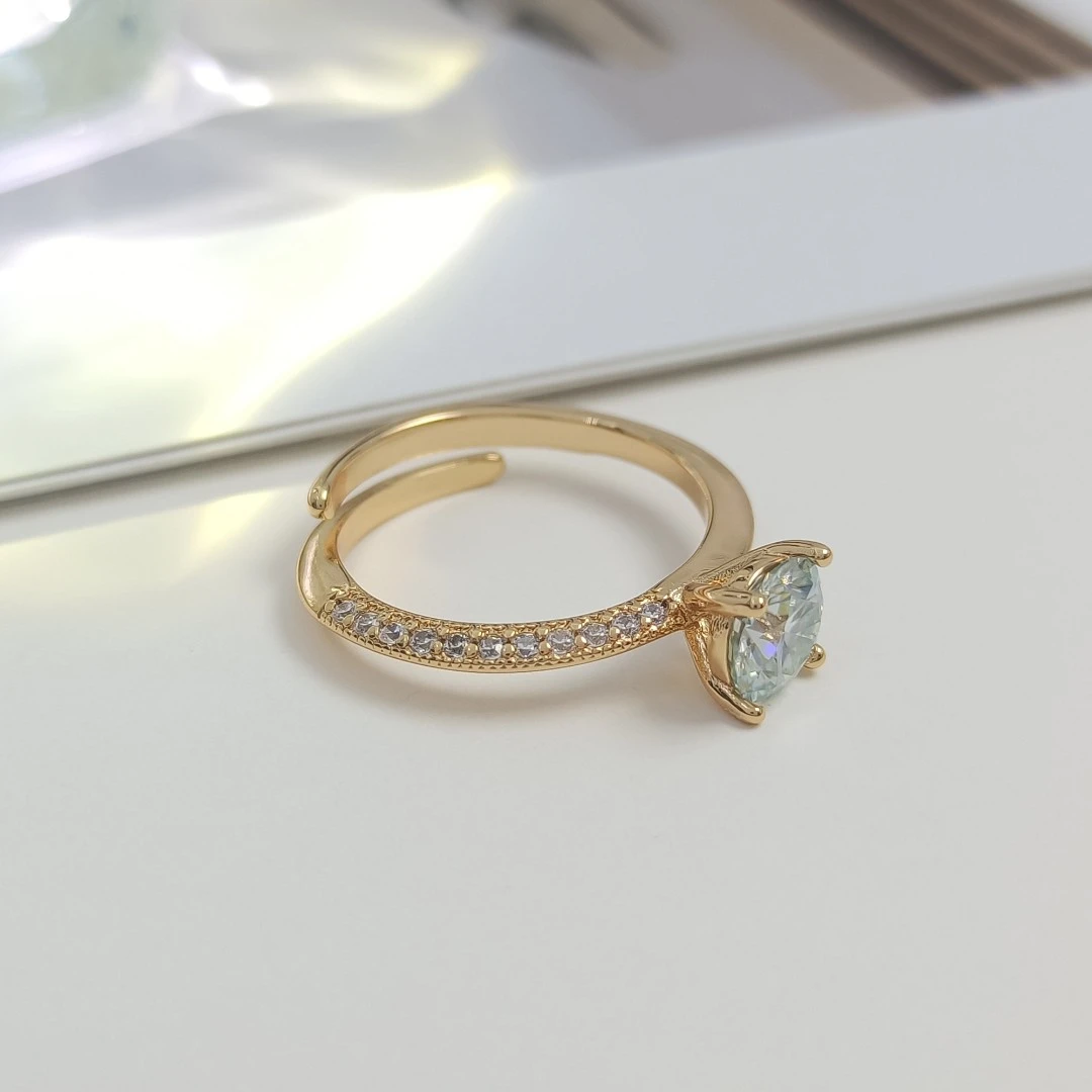 铜合金莫桑石戒指 XS-52709 戒指气质欧美简约轻奢小众时尚