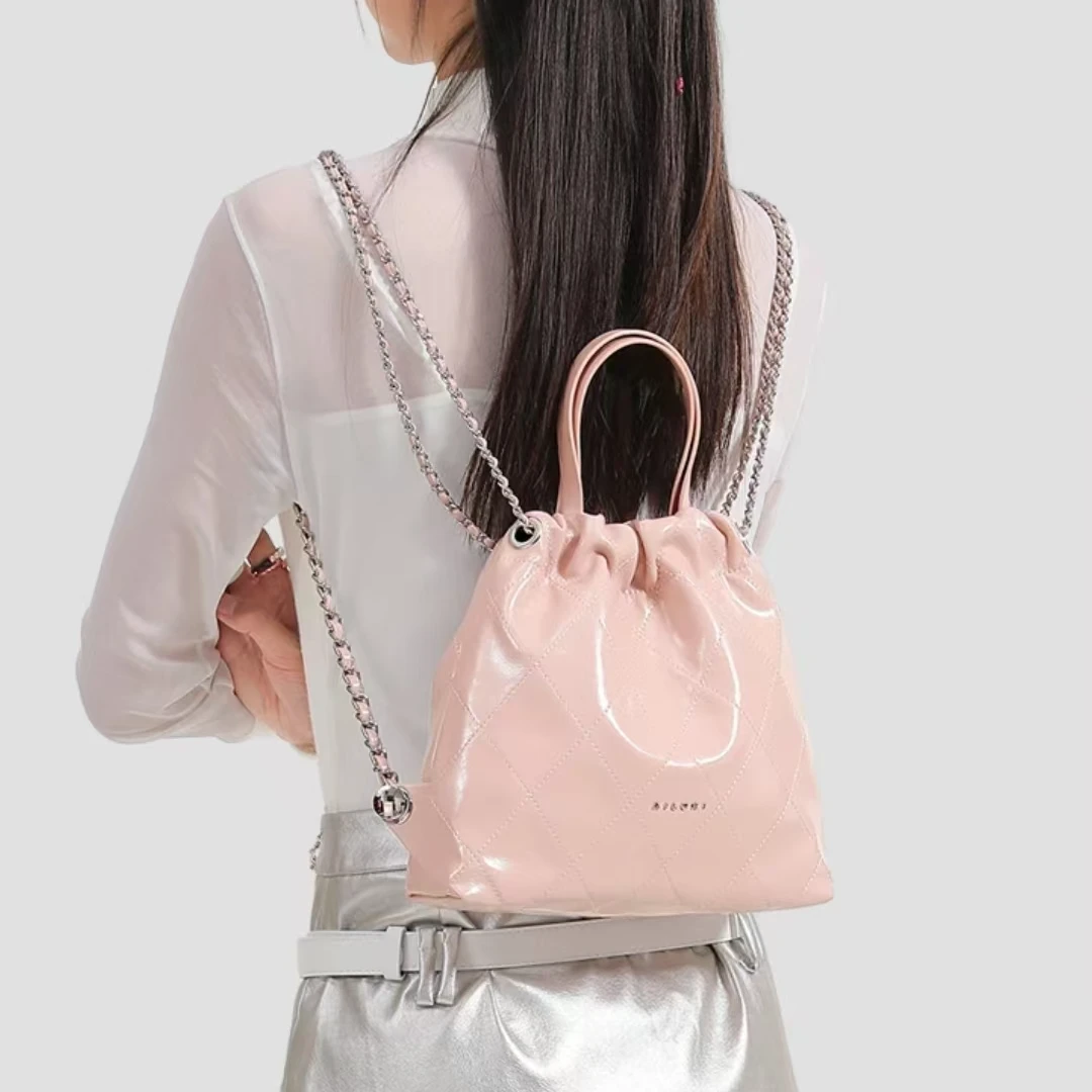 UR秋冬小包包女包2025新款高级感潮流时尚双肩手提油蜡皮女包