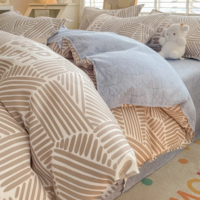 斜纹学生宿舍三件套磨毛四件套加厚小清新被套床单床笠款