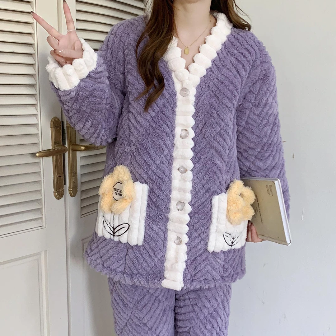 【三层夹棉月子服】冬季产后孕妇加绒加厚保暖睡衣产妇喂奶哺乳2月