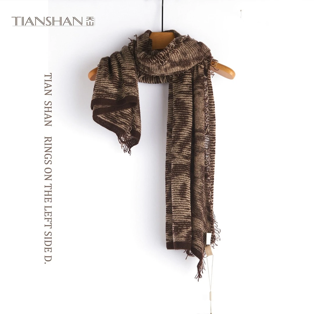 天山【100%山羊绒】针织时尚百搭女士春季围巾保暖秋春YWNL3794T