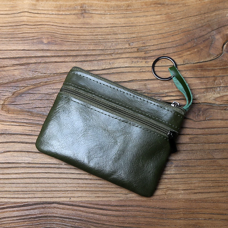 复古真皮男士卡包头层牛皮零钱包女手工拉链钱包简约驾驶证钥匙包