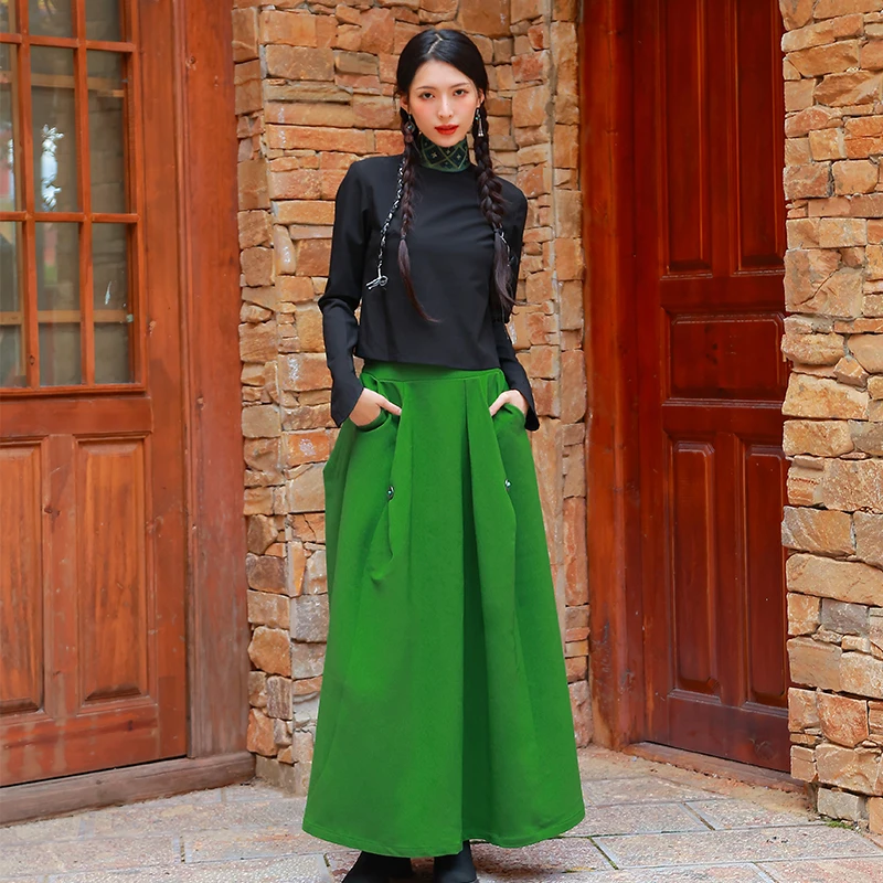 【618同价-青山独行-现货】杨丽萍雀云裳民族风中式大摆半身裙