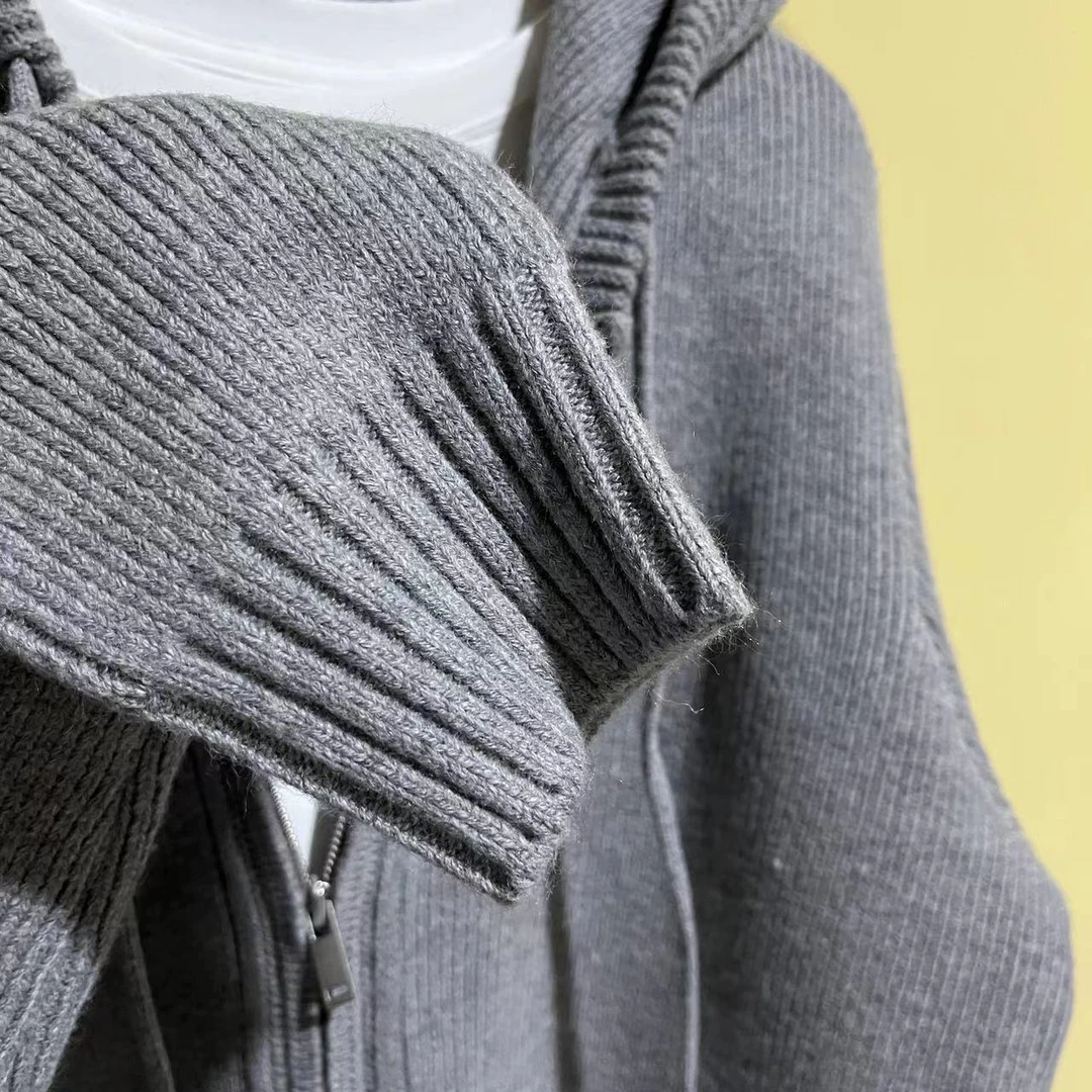 极简//韩系宽松//纯色//拉链款毛衣外套