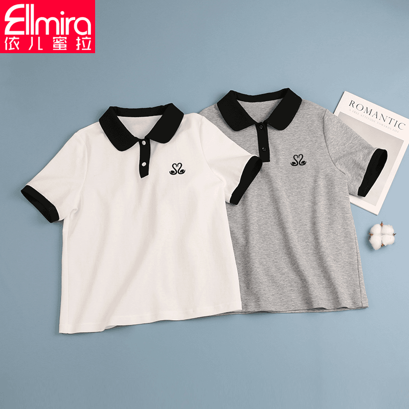 8472~8480女童T恤POLO衫学院儿童上衣2024新款夏季休闲潮流夏天