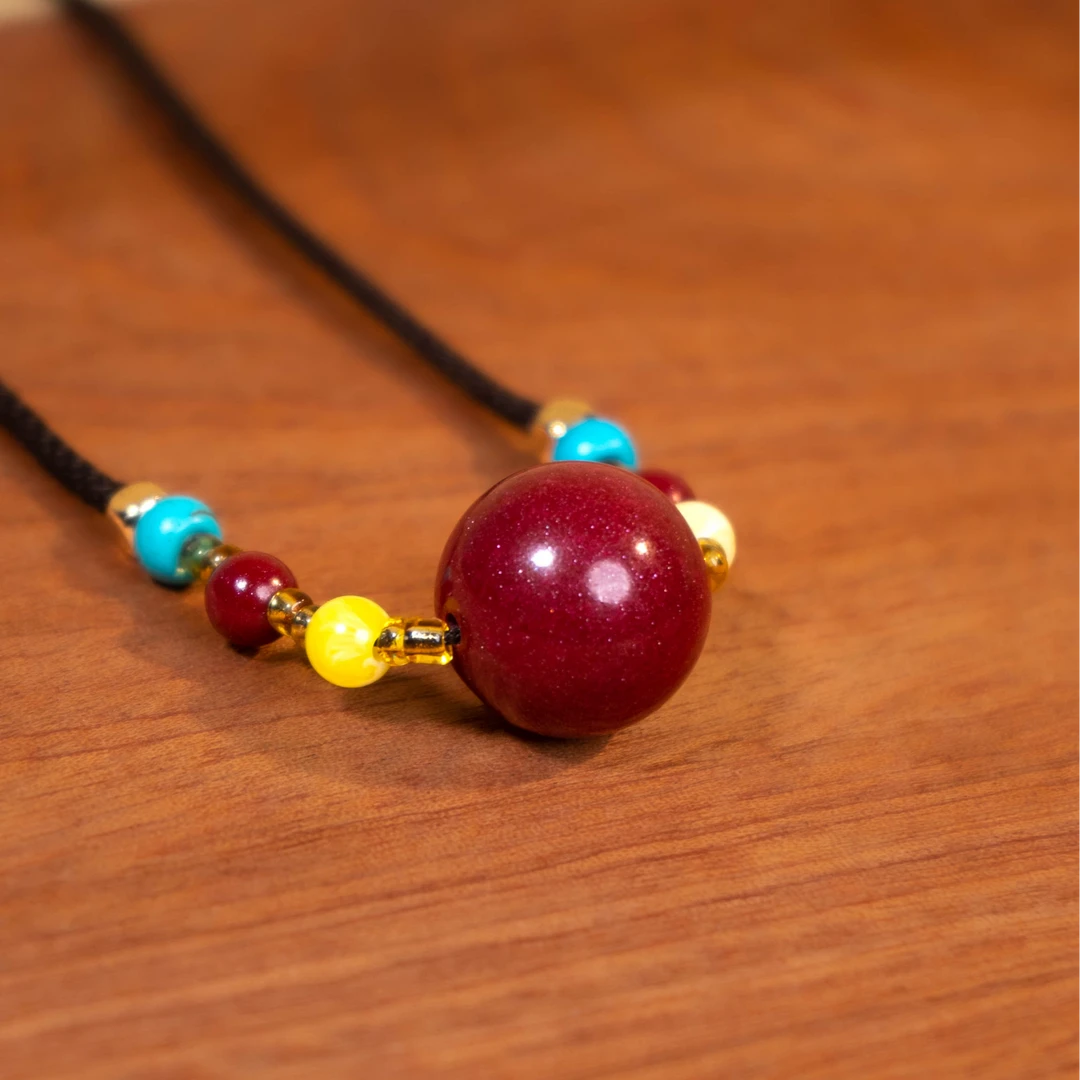 含辰砂工艺品紫金砂【菩缘】天然朱砂锁骨吊坠蓝松石女挂件男本命年