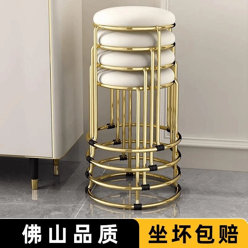 新疆西藏包邮轻奢凳子家用可叠放网红矮凳圆凳现代简约餐桌椅子板