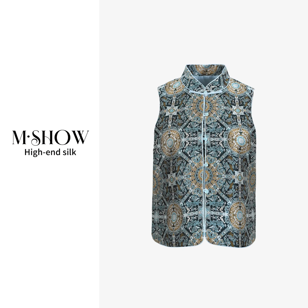 【上久楷八达运】宋锦100%桑蚕丝百搭时尚提花真丝马甲940M