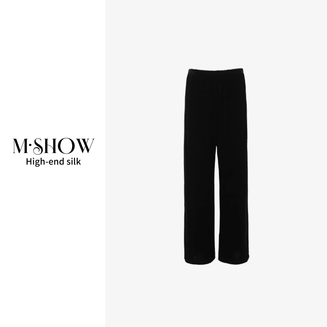 【100%桑蚕丝】经典百搭时尚气质桑蚕丝丝绒直筒长裤8980K