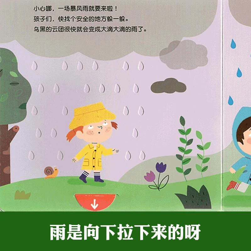 辑天气变变变 法国幼儿科学启蒙玩具书机关触摸0-3岁婴儿撕不