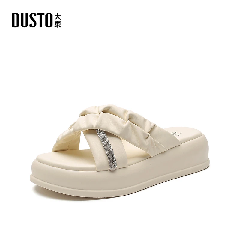 DUSTO/大东2024夏季新款拖鞋女时尚百搭女鞋外穿中跟沙滩凉拖0235