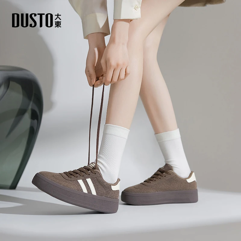 大东百搭复古德训鞋2025秋季新款时尚休闲鞋软底舒适圆头女鞋7701
