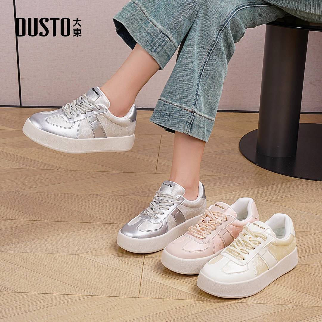 DUSTO/大东德训鞋2025春季新款休闲百搭运动鞋时尚厚底板鞋女0107