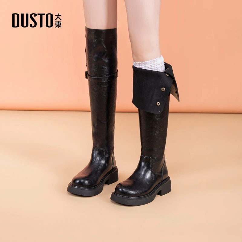 大东靴子2025冬季新款高筒靴时尚百搭简约款长筒显瘦骑士靴女0652