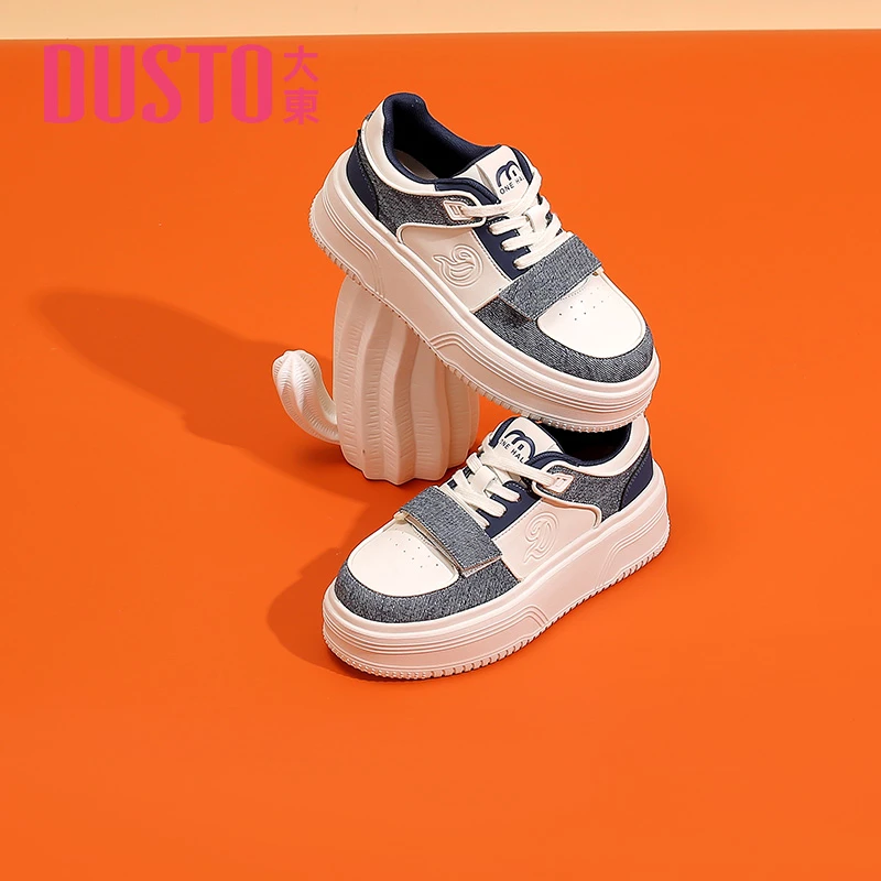 DUSTO/大东小白鞋2024年秋季新款时尚潮流舒适圆头系带女鞋0311