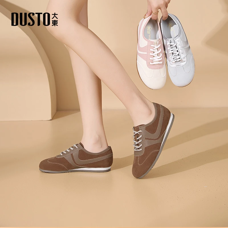 大东女鞋2025春秋新款时尚百搭复古平底圆头系带德训鞋阿甘鞋0603