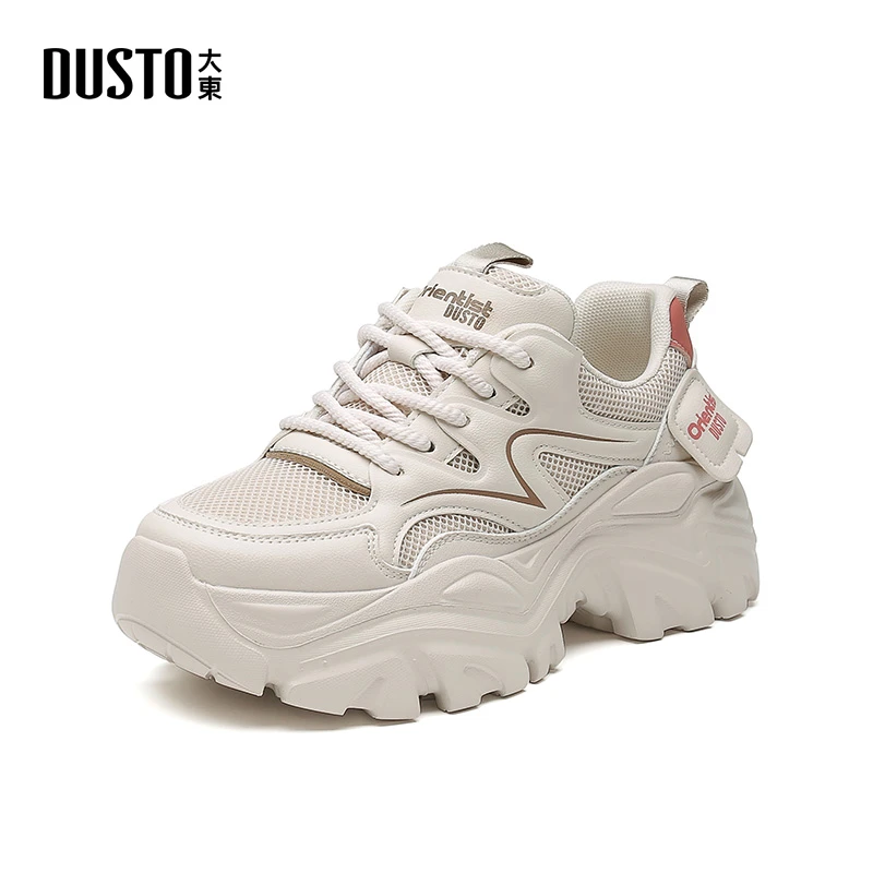 DUSTO/大东厚底老爹鞋女秋季新款时尚休闲运动鞋圆头系带女鞋0323