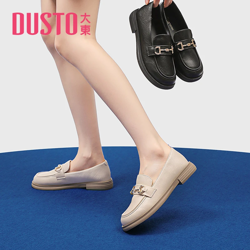 大东百搭小皮鞋女2025春季新款英伦时尚圆头乐福鞋低跟女鞋0222