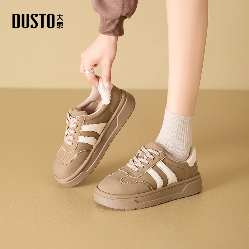大东休闲鞋女2025秋季新款时尚潮牌百搭复古小众厚底软底运动女鞋