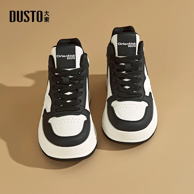 大东女鞋2025秋季时尚百搭潮流休闲鞋高跟厚底增高系带运动鞋0350