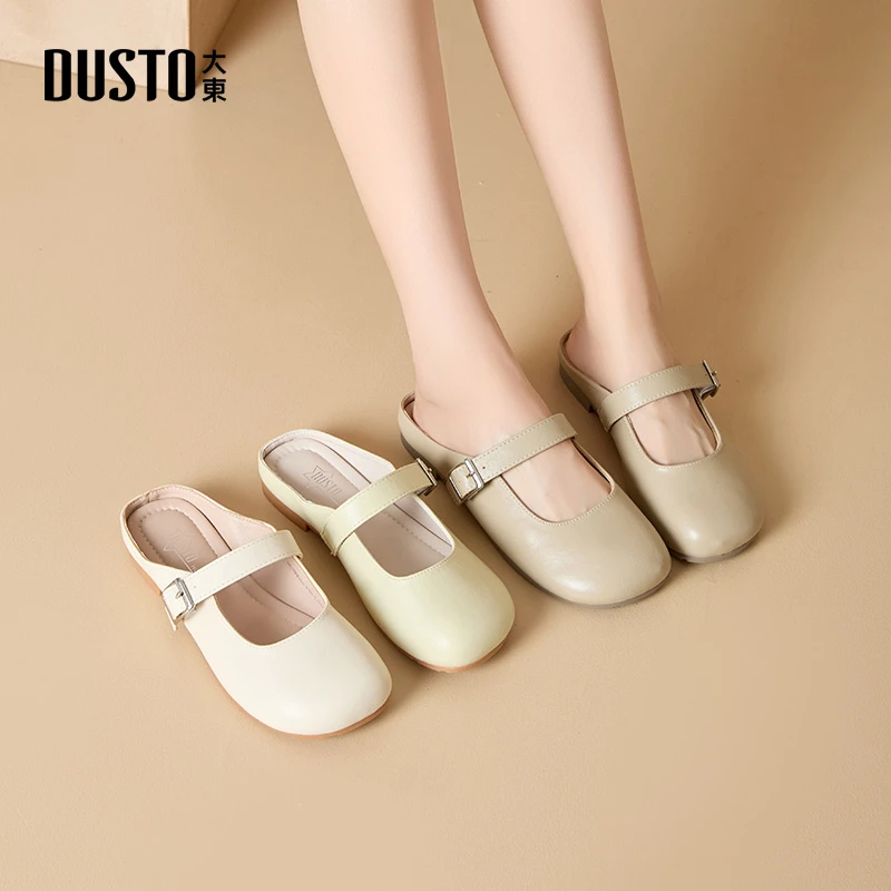 大东百搭包头拖鞋女2025秋季新款甜美风方跟凉拖皮带扣女鞋0028