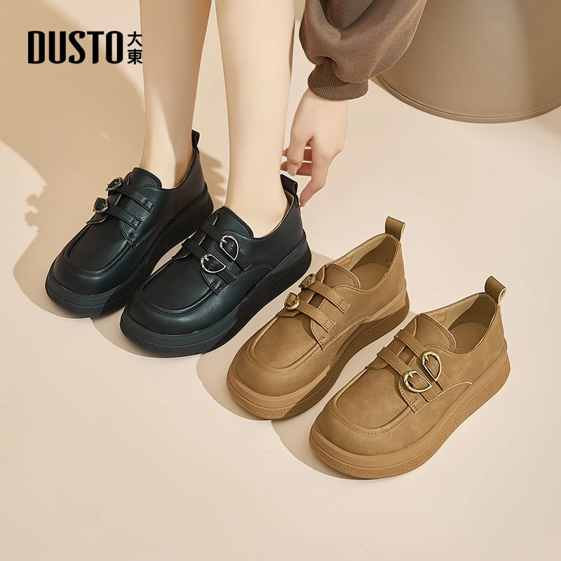 DUSTO/大东女士新款鞋子百搭小众平底中跟舒适外穿通勤单鞋女1231