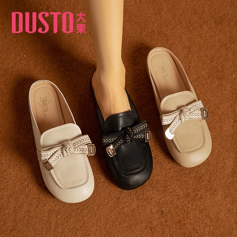 DUSTO/大东小皮鞋女2025年春季新款圆头蝴蝶结套脚穆勒鞋女鞋0231