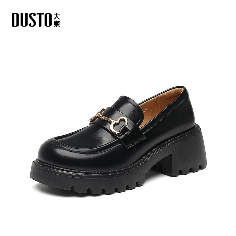 大东爆款圆头乐福鞋2025新款厚底增高女鞋百搭套脚单鞋0128