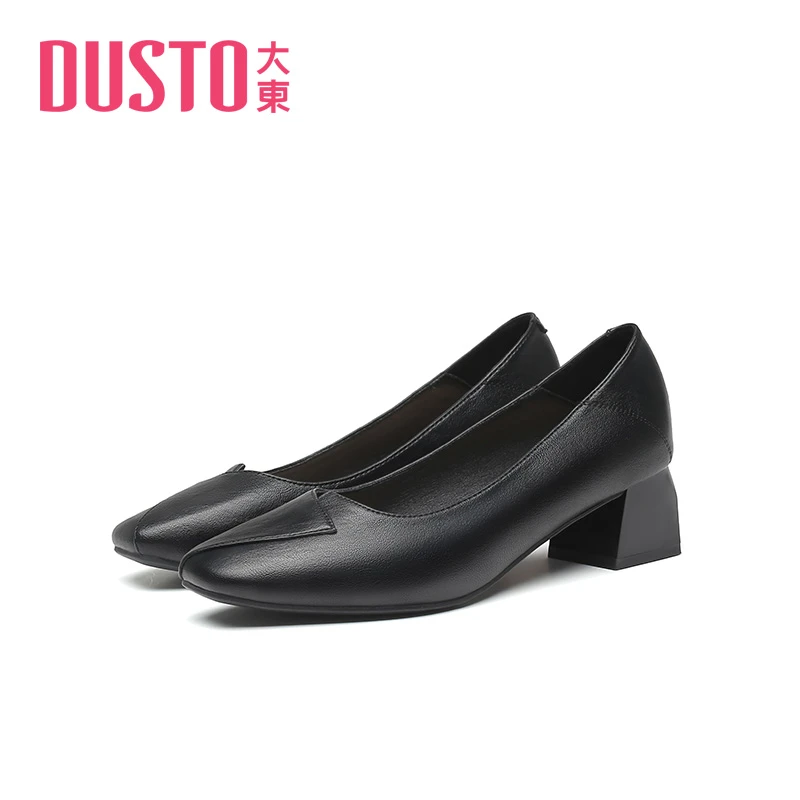 DUSTO/大东通勤女鞋2025春季新款时尚潮流简约方头套脚单鞋0009