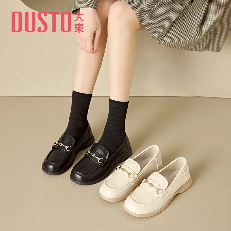 DUSTO/大东女鞋秋季乐福鞋2025年新款轻便软底小皮鞋女厚底1715