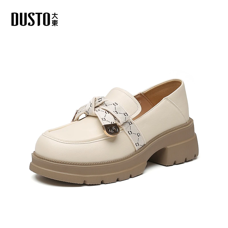 大东爆款厚底乐福鞋2025新款时尚百搭女鞋舒适套脚通勤单鞋0147