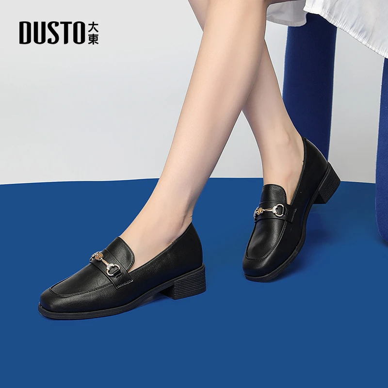 DUSTO/大东小皮鞋2025秋季新款休闲方头通勤套脚中跟外穿女鞋0206