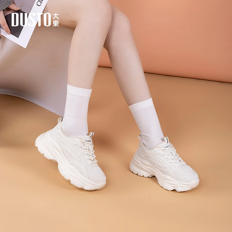 大东女鞋2025秋冬新款加绒时尚复古老爹鞋潮流运动厚底休闲鞋