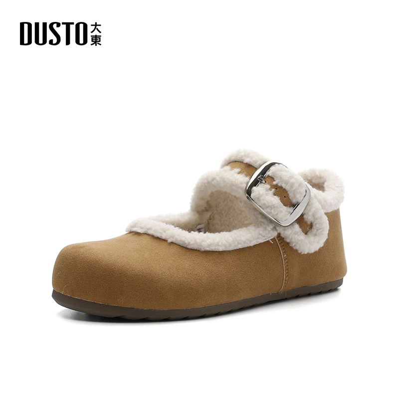 大东女鞋2025秋冬加绒加厚时尚厚底软皮软底低帮女勃肯鞋子潮0172