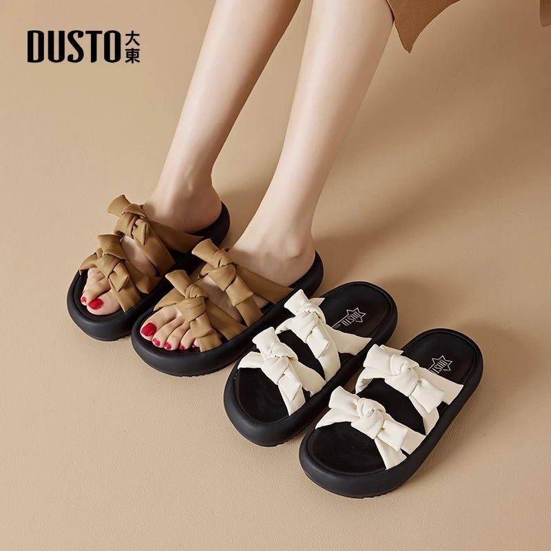 DUSTO/大东女鞋绑带外穿罗马拖鞋女2025新款夏季法式休闲百搭1212
