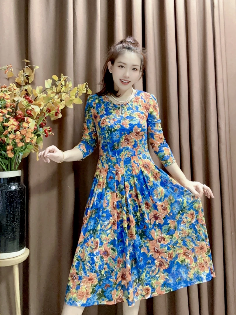 S 1200优雅气质妈妈装连衣裙