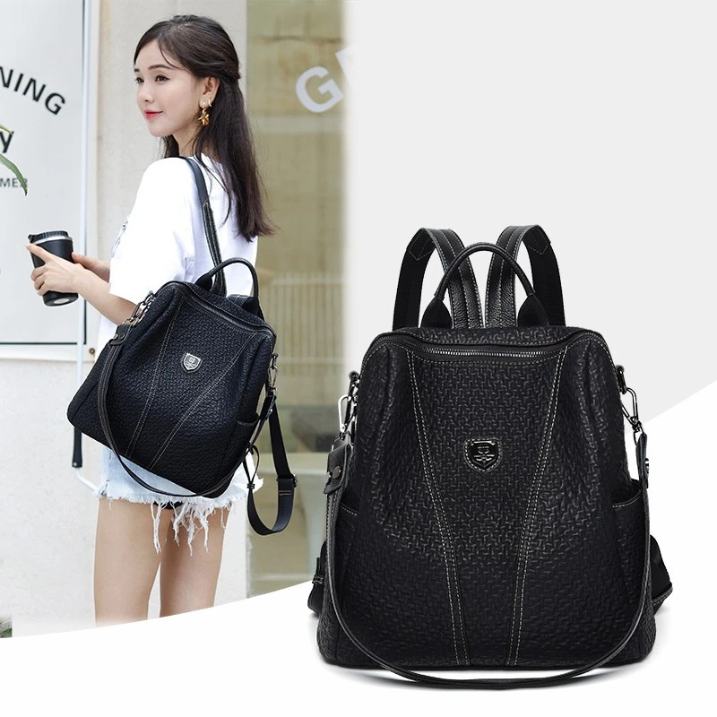 牛皮双肩包女2025新款网红时尚皮质双肩包休闲百搭真皮背包女士包