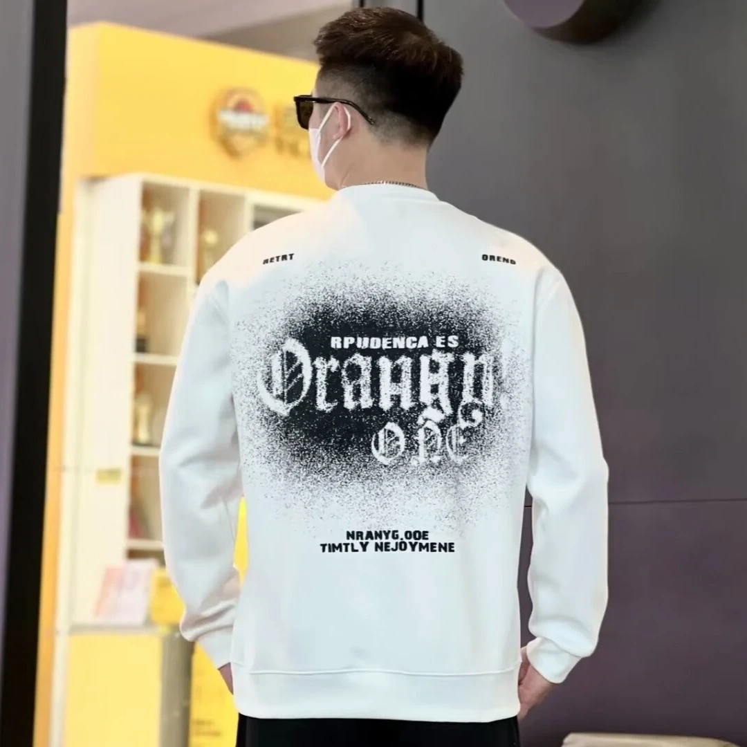 2024美式复古高街加绒卫衣男秋冬款宽松新款字母印花高级感衣服