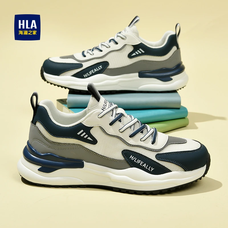 HLA/海澜之家男鞋秋季2025新款运动鞋男士时尚百搭老爹鞋网面鞋子