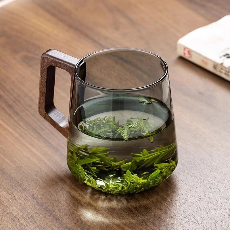 高透轻奢玻璃绿茶杯防烫大容量办公杯居家用喝水杯耐热玻璃泡茶杯